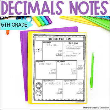 Preview of 5th Grade Rounding, Comparing, Adding and Subtracting Decimals Guided Math Notes