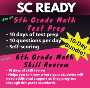 Preview of 5th Grade SC Ready Math Practice - 10 Day Bundle: Test Prep for SC Ready Exam