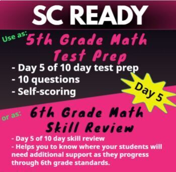 Preview of 5th Grade SC Ready Math Practice - Day 5: Test Prep for SC Ready Math Exam