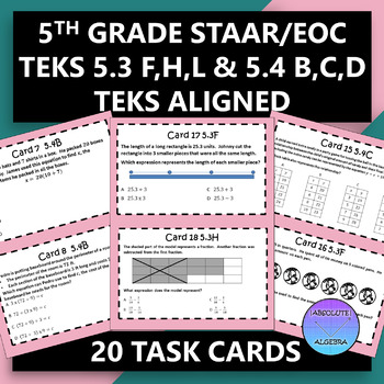 Preview of 5th Grade STAAR EOC TEK Aligned Task Cards 5.3 F,H,L AND 5.4 B,C,D