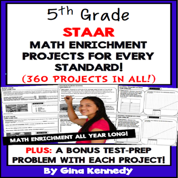 Preview of 5th Grade STAAR Math Projects for all TEKS, Enrichment & Test-Prep All-Year!