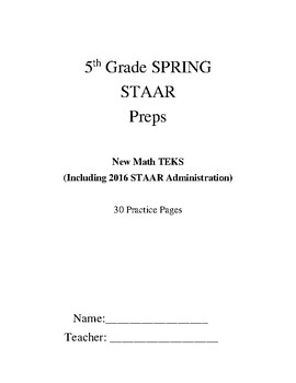 Preview of 5th Grade STAAR Mathematics Warm-ups - 2017 - (FREE)