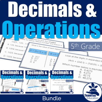 Preview of 5th Grade STAAR Math Task Card Bundle - Numbers and Operations