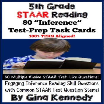 Preview of 5th Grade STAAR Reading Inference Test-Prep Task Cards