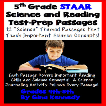 Preview of 5th Grade STAAR Science & Reading Test Prep! 12 Science Passages!