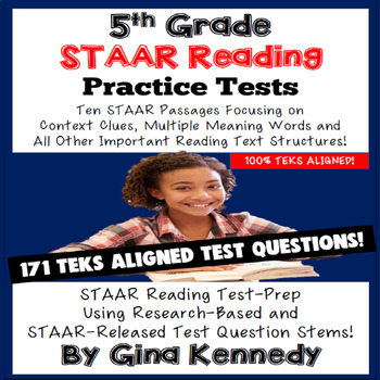 Preview of 5th Grade STAAR Reading Tests, Great Practice!