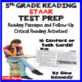 Preview of 5th Grade STAAR Reading Test-Prep Passages, Critical Thinking Task Cards!