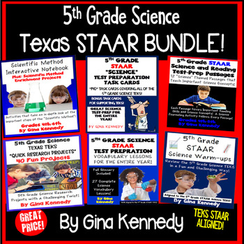 Preview of 5th Grade STAAR Science Bundle, Test-Prep, Vocabulary and More, PDF and Digital!
