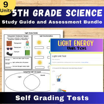 Preview of 5th Grade Science Assessment and Study Guide Bundle - Test Prep