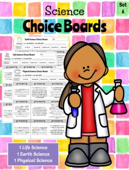Preview of **EDITABLE** Science Choice Boards - Set A