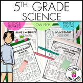 5th Grade Science Choice Boards for Differentiation & Enrichment
