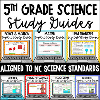 Preview of 5th Grade Science Digital Study Guides Bundle  - NC Essential Science Standards