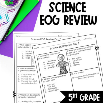 Preview of 5th Grade Science EOG Review Activity