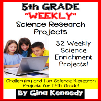 Preview of 5th Grade Science Projects, Weekly Research All Year, PDF and Digital!