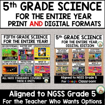 Preview of 5th Grade Science Entire Year Print and Digital Bundle