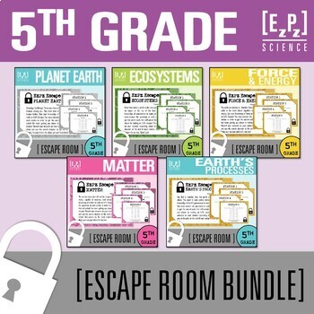 Preview of 5th Grade Science Escape Room Activity Bundle | Science Review Game