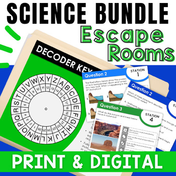 Preview of 5th Grade Science End of the Year Review Activities - Science Escape Room BUNDLE