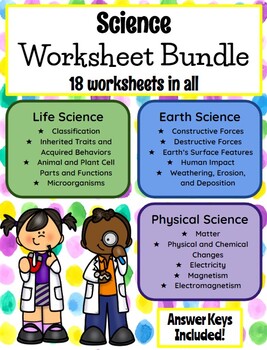 Preview of BUNDLE - Science Worksheets