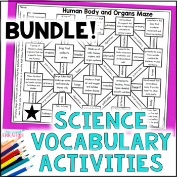 Preview of 5th Grade Science Vocabulary Activities - Word Searches, Mazes, Word Wall BUNDLE