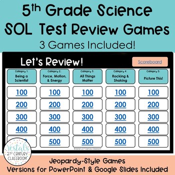 Preview of 5th Grade Science SOL Test Prep Review Games - 3 Jeopardy-Style Games