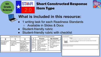 5th Grade Science STAAR 2.0 Short Constructed Response Practice Items *Readiness