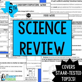 Preview of 5th Grade Science STAAR End of the Year Review | 60 Worksheets Digital Resources