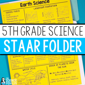 Preview of 5th Grade Science STAAR Test Prep Review Folder