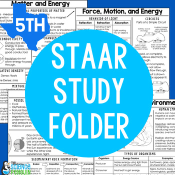 Preview of 5th Grade Science STAAR Test Prep Review Folder