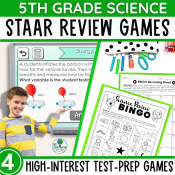 Preview of 5th grade Science STAAR Review Games BUNDLE - Four Science Test Prep Games