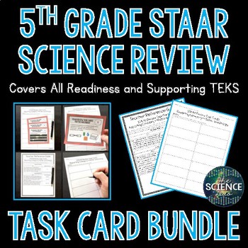 Preview of 5th Grade Science STAAR Review Task Cards Bundle