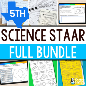Preview of 5th Grade Science STAAR Test Prep Review BUNDLE | Worksheets Activities for TEKS