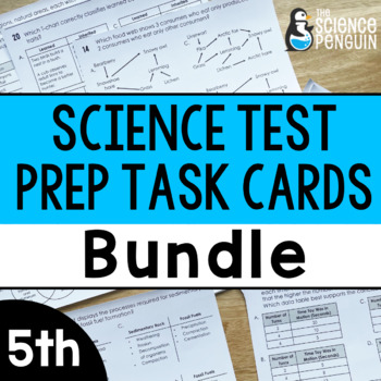 Preview of 5th Grade Science STAAR Review Test Prep Task Cards | Printable Digital Resource