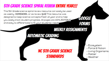 Preview of 5th Grade Science Spiral Review ENTIRE YEAR BUNDLE