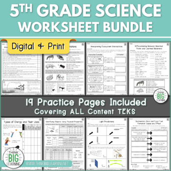5th grade science worksheets teaching resources tpt