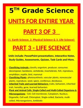 Preview of 5th Grade Science UNITS FOR ENTIRE YEAR- PART 3