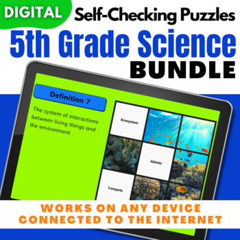 Preview of 5th Grade Science Test Prep Vocabulary Picture Puzzles | Science Review Bundle