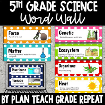 Preview of 5th Grade Science Vocabulary Word Wall Bundle - NC Essential Science Standards