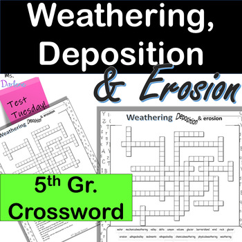 Preview of 5th Grade Science~Weathering, Deposition, Erosion~Crossword Puzzle~NO PREP~Easel