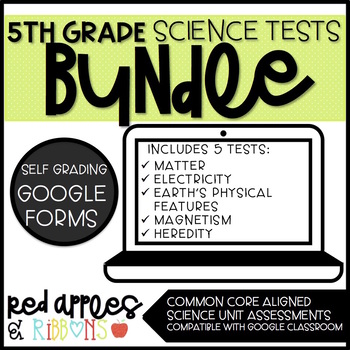 Preview of 5th Grade Self-Grading Google Forms Science Unit Assessments (Bundle of 5 Tests)