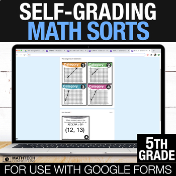 Preview of 5th Grade Self-Grading Math Sorts Digital Centers Paperless Math Review Games