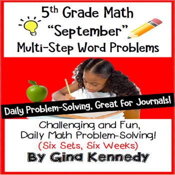 Preview of 5th Grade September Math, Daily Problem Solving Word Problems (Multi-Step)