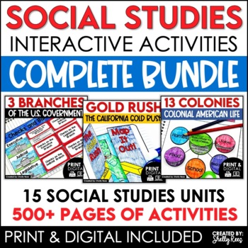 Preview of 4th 5th & 6th Grade Social Studies Curriculum Activities Project Unit Bundle