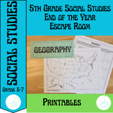 5th Grade Social Studies End of the Year Escape Room