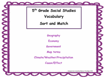 Preview of 5th Grade Social Studies Sort and Match - Printable and Drag & Drop Easel