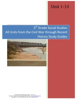 Preview of 5th Grade Social Studies Study Guides--All Units