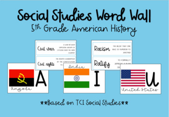 Preview of 5th Grade Social Studies Word Wall *Based on TCI*