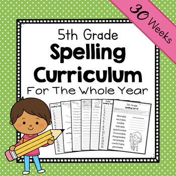 Preview of 5th Grade Spelling Curriculum | Fifth Grade Year-Long Spelling Workbook