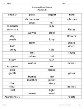 5th grade spelling lists and practice worksheets plurals homophones