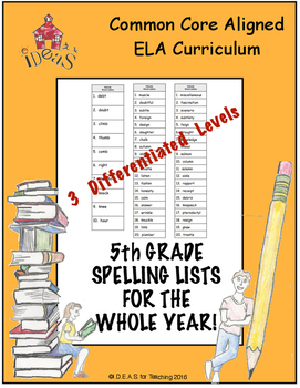 Preview of 5th Grade Spelling Lists for the Whole Year! (Differentiated!)