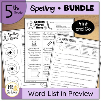 Preview of 5th Grade Spelling Word Practice - iReady Magnetic Reading 2022 YEARLONG Bundle